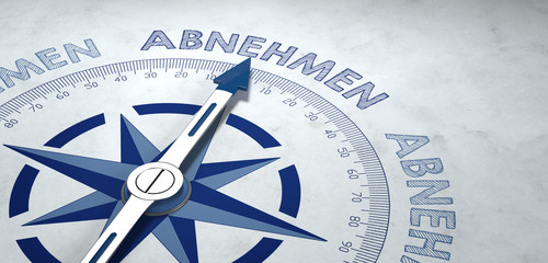 Abnehmen - 3D rendered compass with copy space
