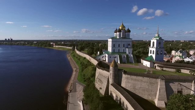 Pskov Kremlin aerial view 