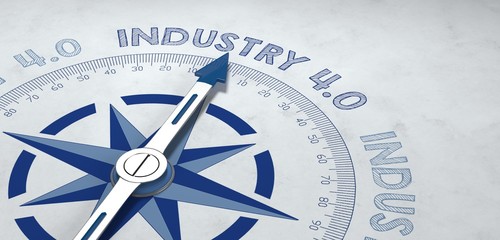 Industrie 4.0 business concept compass 3D render