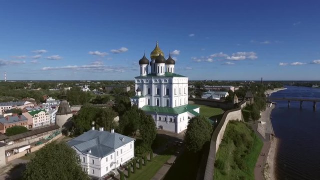 Pskov Kremlin aerial view 