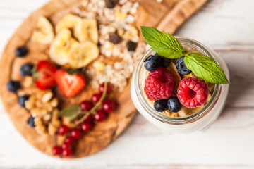 Muesli with berries dessert