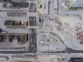 Aerial view over industrial place.