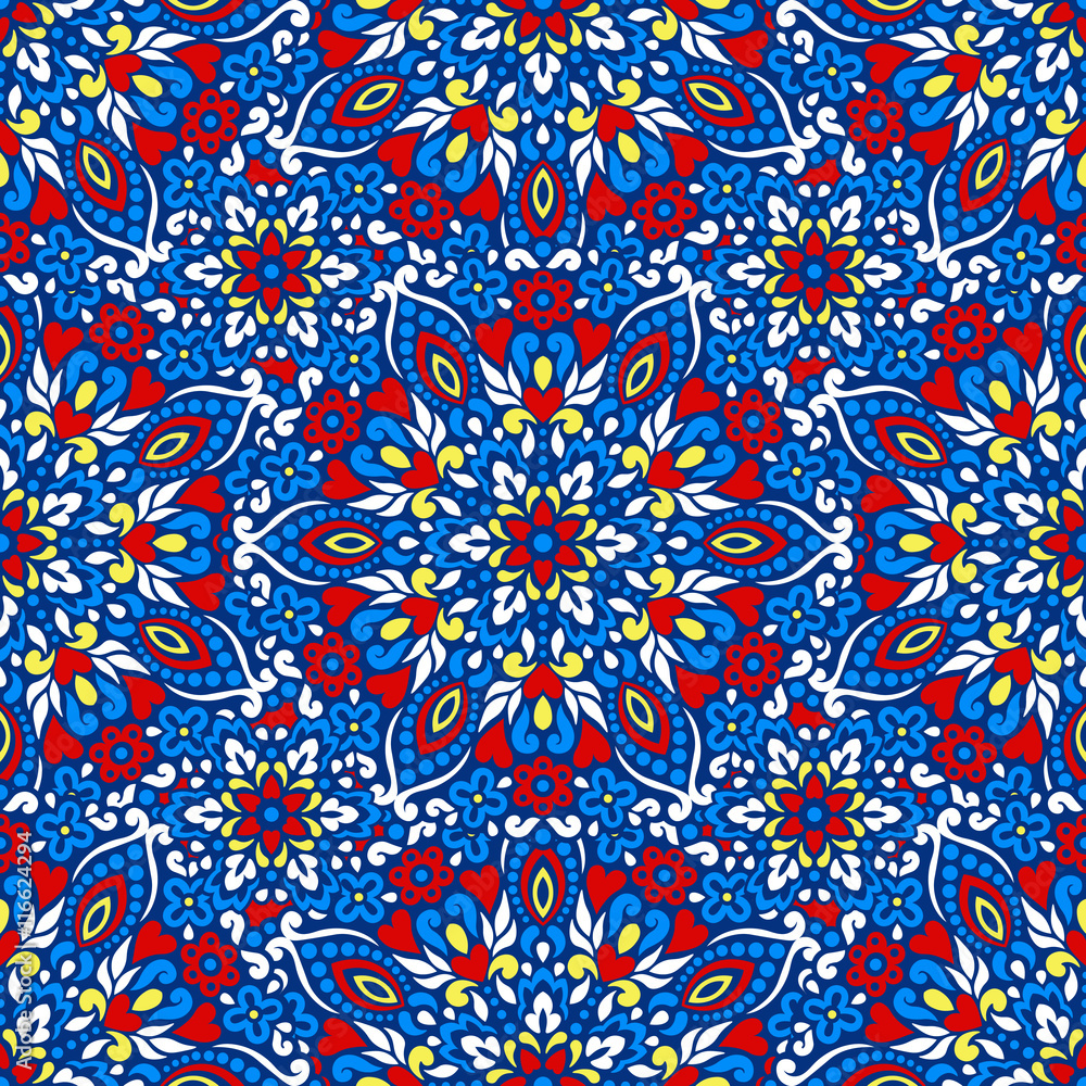 Poster seamless background with abstract ethnic pattern.