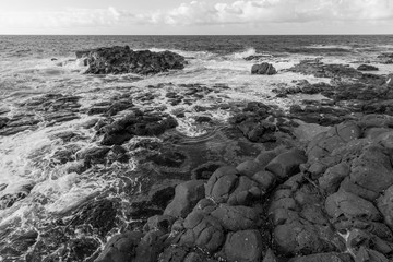 B&W Sunset along the Queens Bath area of Kauai, Hawaii