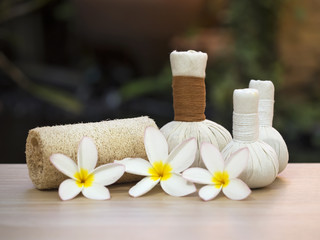 Fototapeta na wymiar Spa scrub treatment and massage, Thailand, soft focus 