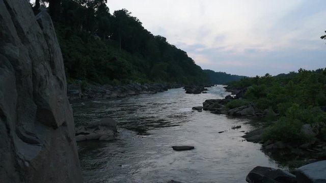 Little Falls rapid on the Potomac River at Sunset