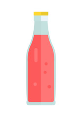 Glass or Plastic Bottle with Sweet Red Beverage.