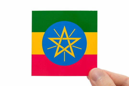 エチオピアの国旗イメージ 白背景