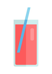 Glass with Sweet Beverage Vector Illustration. 