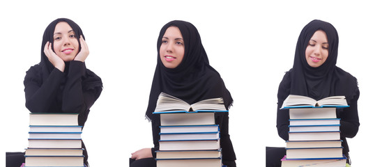 Young muslim woman isolated on white