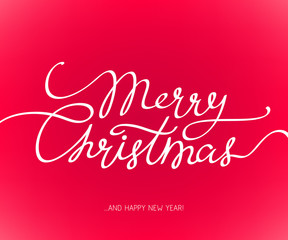 Merry Christmas greeting text vector illustration.