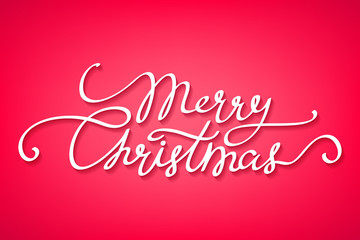 Merry Christmas greeting text vector illustration.