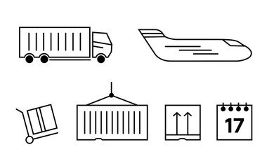 Logistics icons set. Truck and shipping, cargo, transport