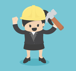 Business Woman engineer, architect and construction workers Cool