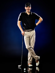 Fototapety  mężczyzna golfista gra w golfa na białym tle
