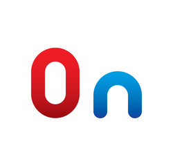 0n logo initial blue and red 