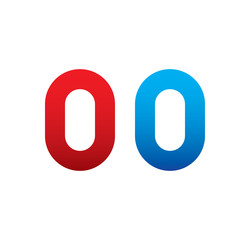 00 logo initial blue and red 