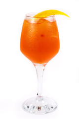 red lemonade on a white background