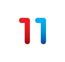 11 logo initial blue and red 
