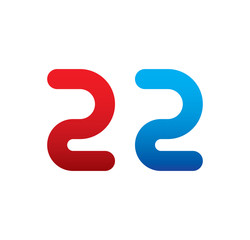 22 logo initial blue and red 