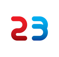 23 logo initial blue and red 