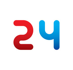24 logo initial blue and red 