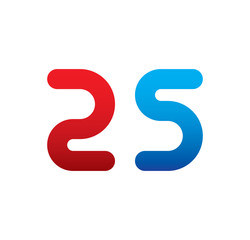 25 logo initial blue and red 