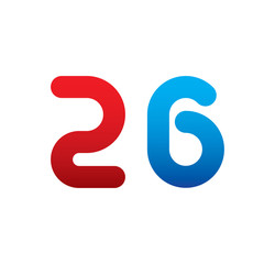 26 logo initial blue and red 
