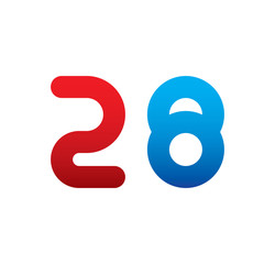 28 logo initial blue and red 
