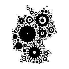 Germany map silhouette mosaic of cogs and gears. Black vector illustration on white background.