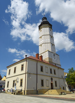Biecz, Town Hall with white bell tower. Biecz is a town in southeastern Poland, in Lesser Poland. By the mid-16th century, the city was one of the largest in Poland.