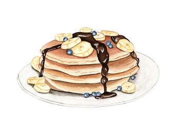 Bananan Heidelbeer Pfannkuchen