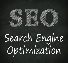 Chalkboard illustration of seo - search engine optimization