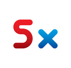 5x logo initial blue and red 