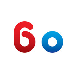 6o logo initial blue and red 