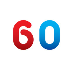 60 logo initial blue and red 