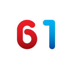 61 logo initial blue and red 