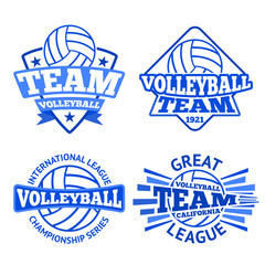 Set of vector volleyball badges, logo templates etc.