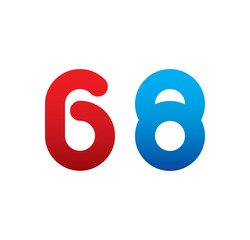 68 logo initial blue and red