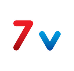 7v logo initial blue and red 