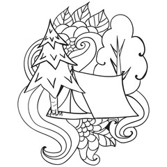 Recreation. Tourism and camping. Hand drawn doodle Elements - vector illustration. travel Components