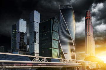 Moscow-city, Russia. Moscow International Business Center. at sunset