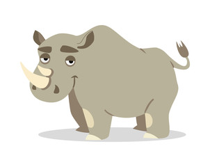 Fototapeta premium cheerful rhinoceros on a white background. vector illustration