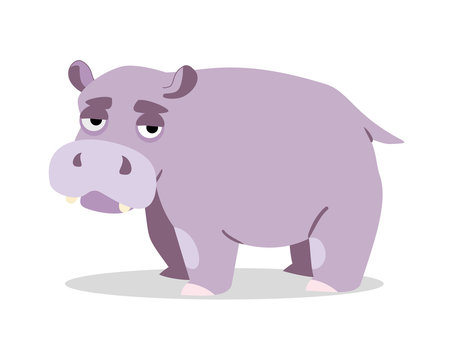 cute hippo on a white background. vector illustration