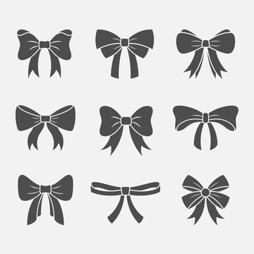 Bows with ribbons vector set
