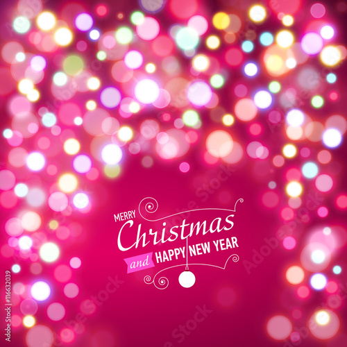 &quot;Merry Christmas and HappyNewYear card with lights.&quot; Stockfotos und