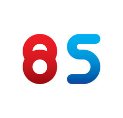 85 logo initial blue and red 