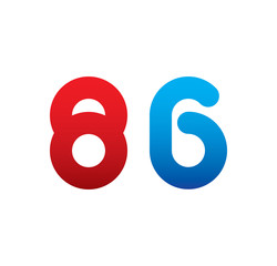 86 logo initial blue and red 