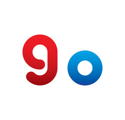 9o logo initial blue and red 