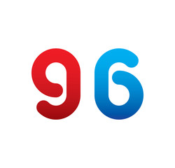 96 logo initial blue and red 